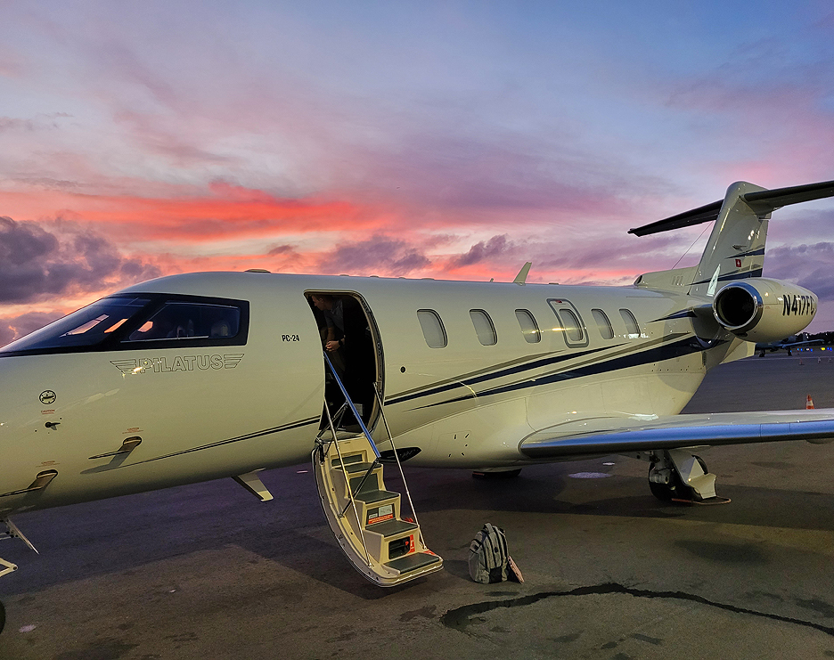 King Air on the ramp at dusk